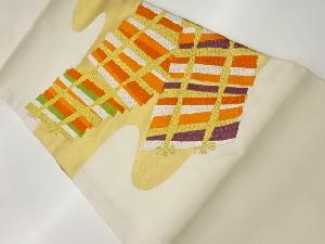 変わり垣根模様織出し開き名古屋帯（額縁仕立て）